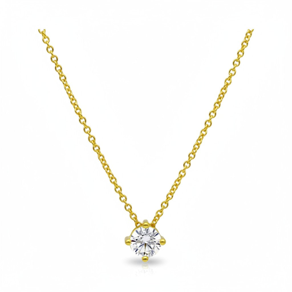 Collana girocollo punto luce in argento 925 dorato con zirconia cubica - Gioielli Pavan