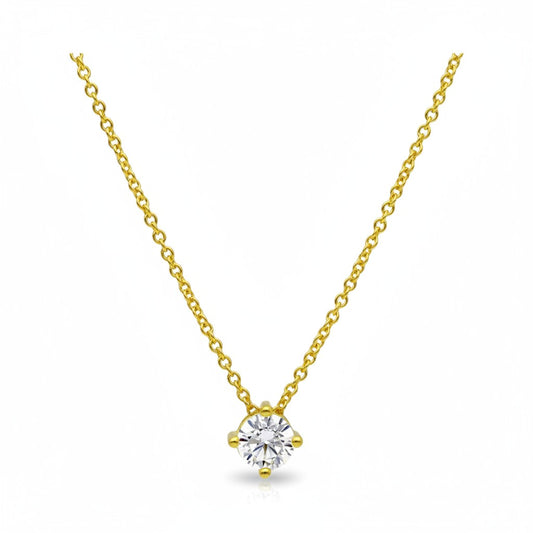 Collana girocollo punto luce in argento 925 dorato con zirconia cubica - Gioielli Pavan