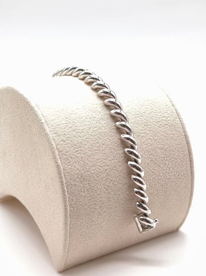 White gold torcion mesh bracelet