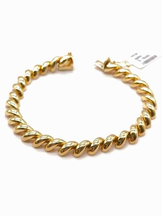 Yellow gold torcion mesh bracelet