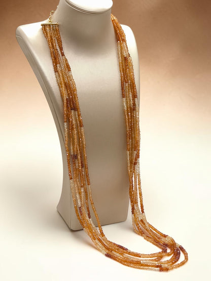 Collana lunga in oro giallo 18 kt con grossularia - Gioielli Pavan