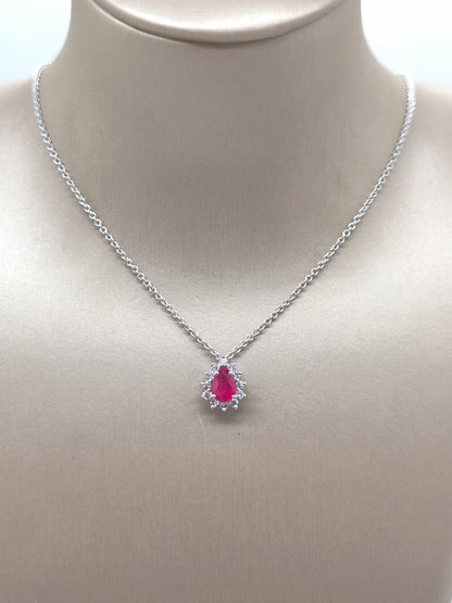 Gold necklace with diamonds and ruby