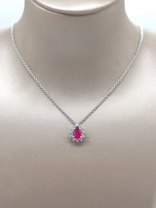 Gold necklace with diamonds and ruby