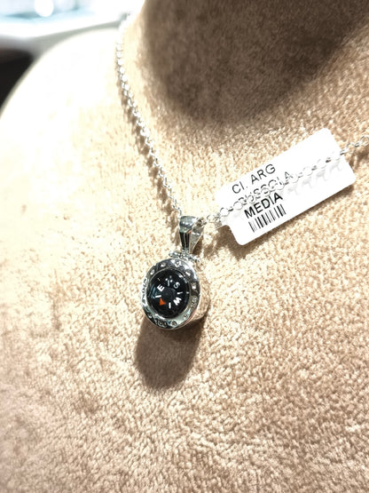 Silver necklace with compass