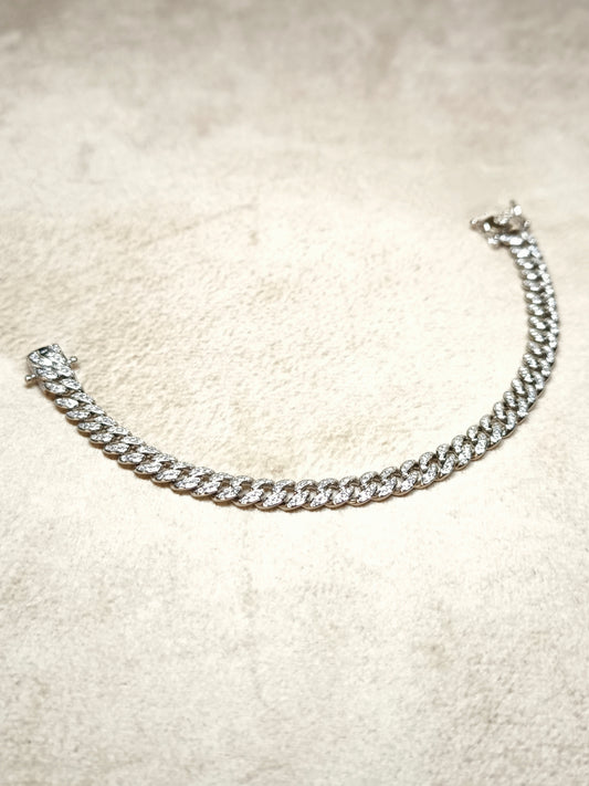 Groumette pavé zircon silver bracelet