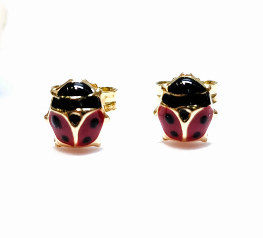 Small ladybug gold earrings