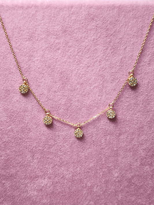 9kt gold necklace with zircon pavé