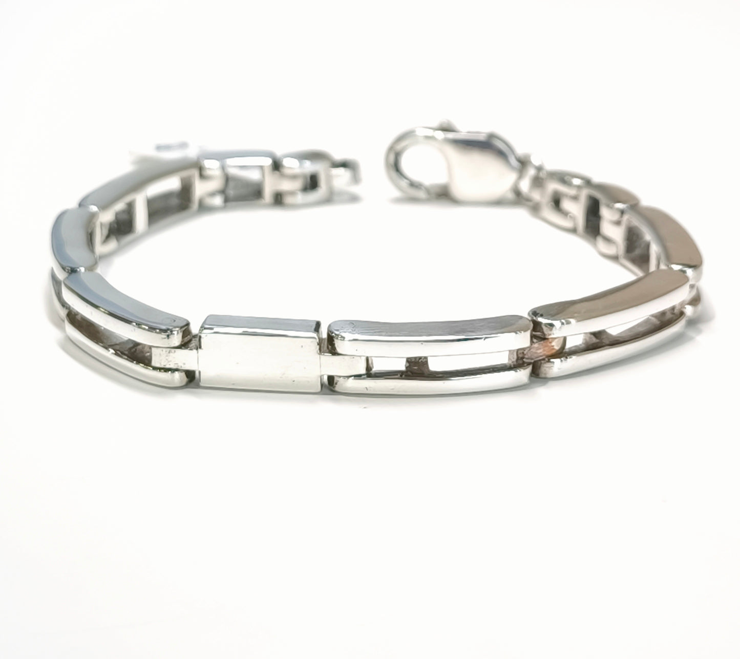 Geometric mesh silver bracelet