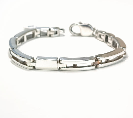 Bracciale in argento maglie geometriche