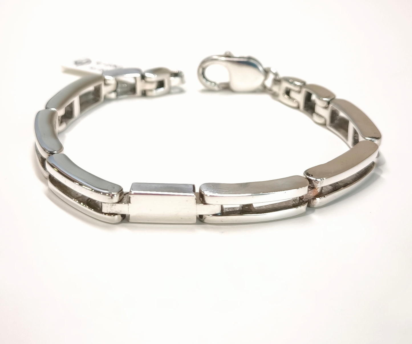 Geometric mesh silver bracelet