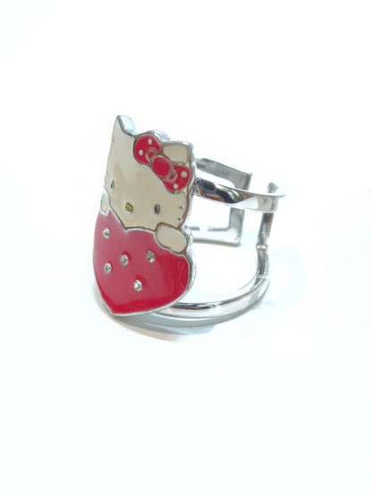 Hello Kitty heart silver ring