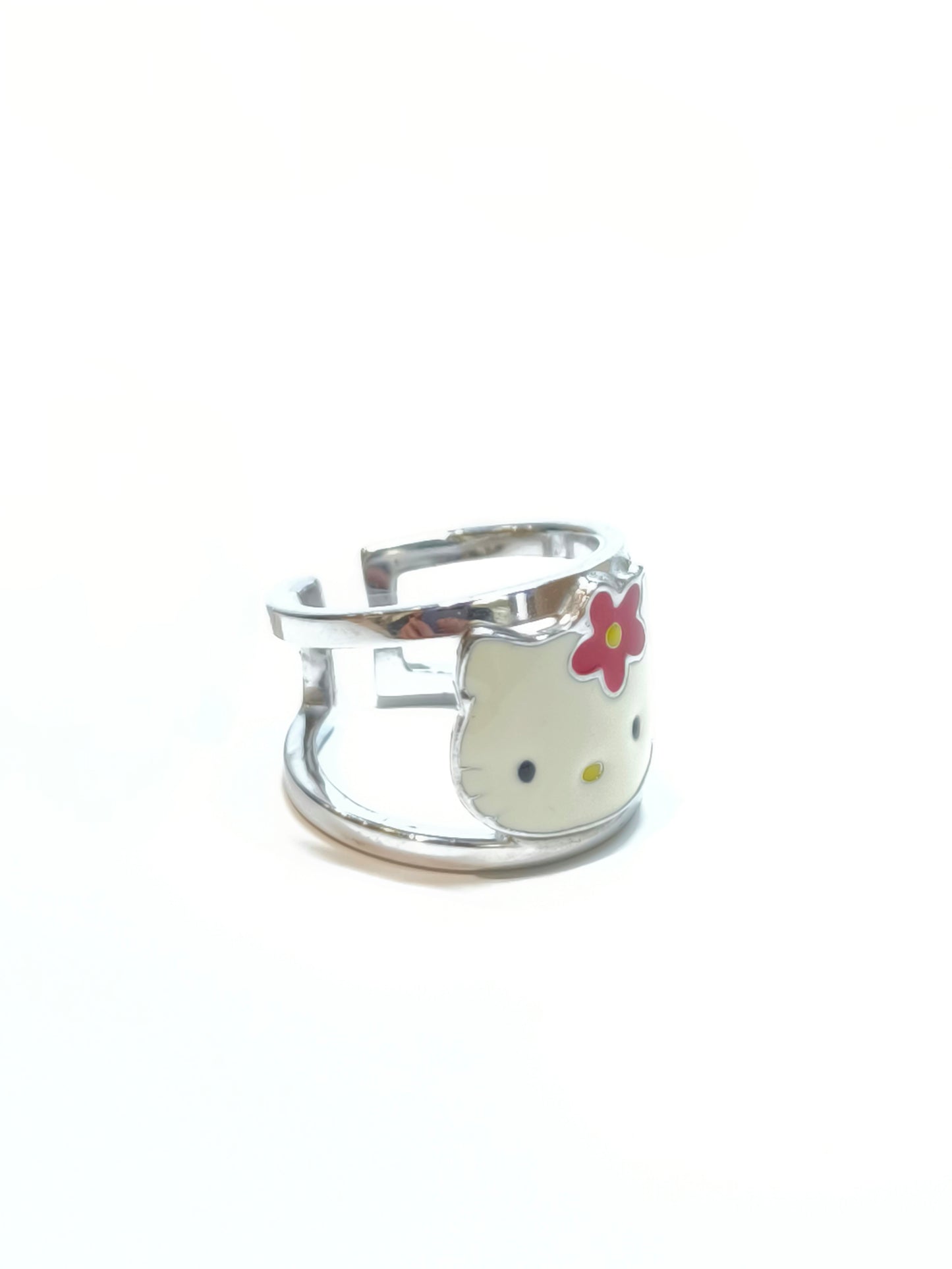 Hello Kitty flower silver ring