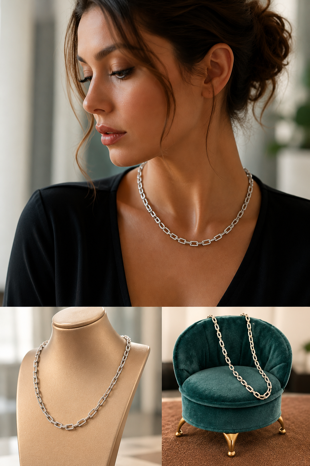 Catene Girocollo in argento a maglie con zirconie - Gioielli Pavan