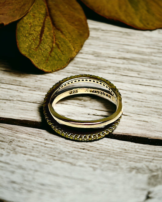 Champagne silver double band ring
