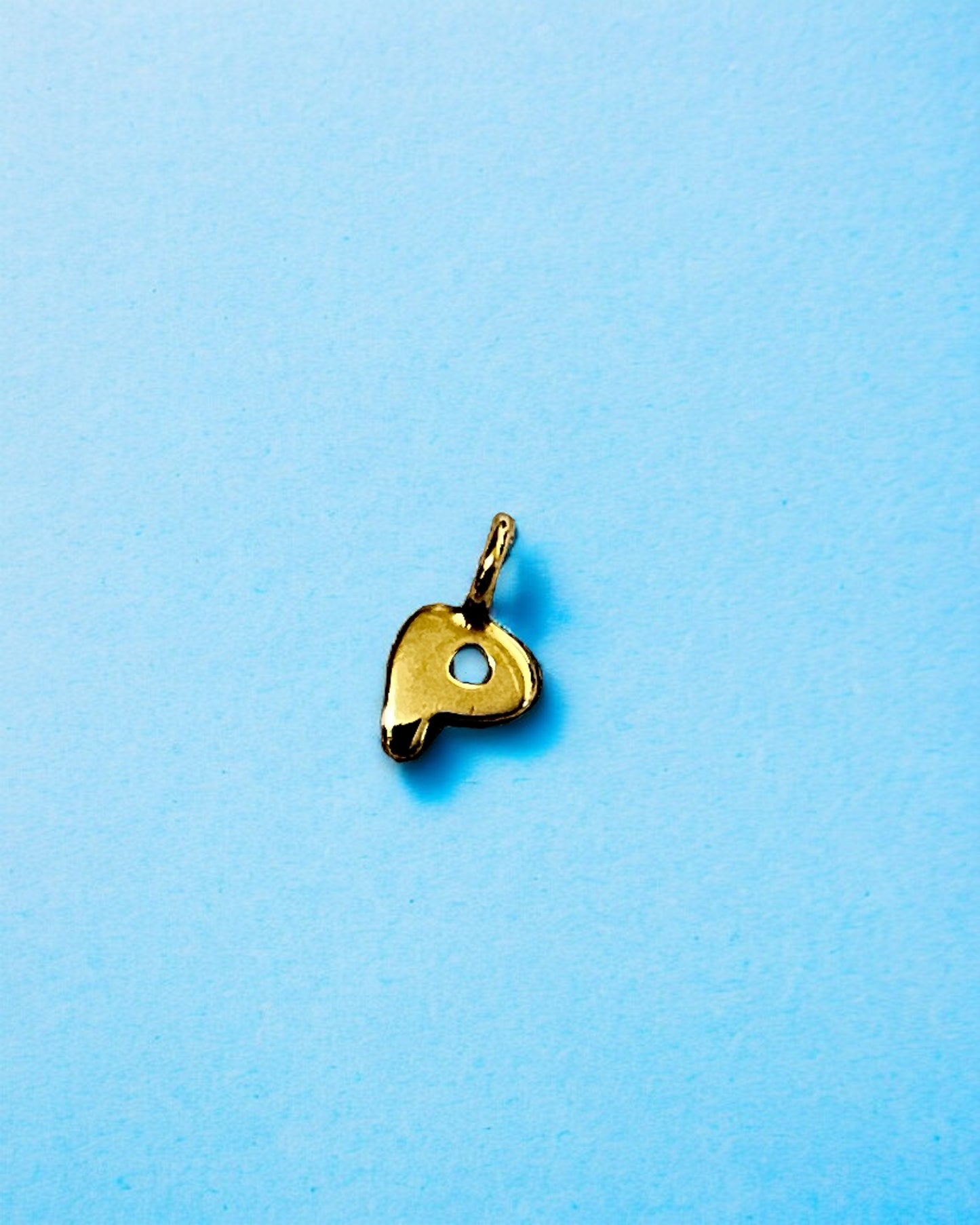 Mini yellow gold letter P pendant