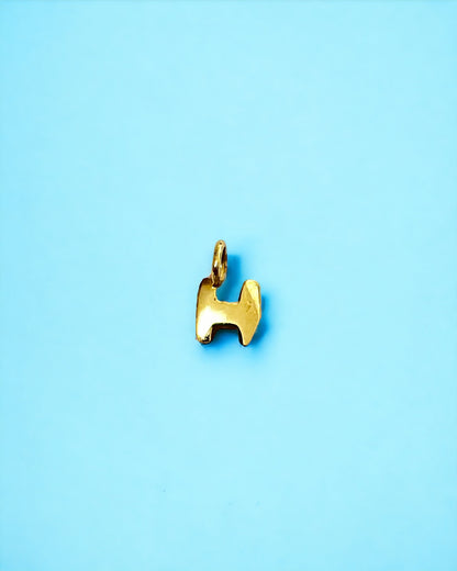 Mini yellow gold letter H pendant