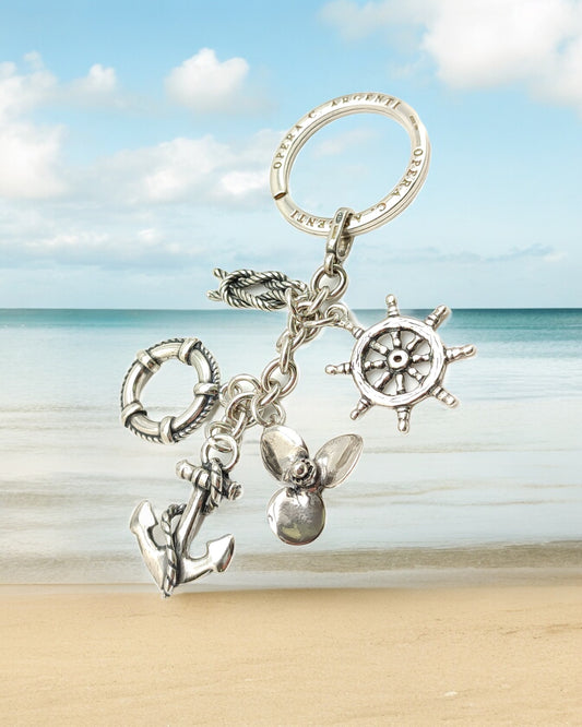 Silver key ring with sea symbols