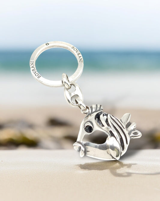 Silver key ring with openwork fish