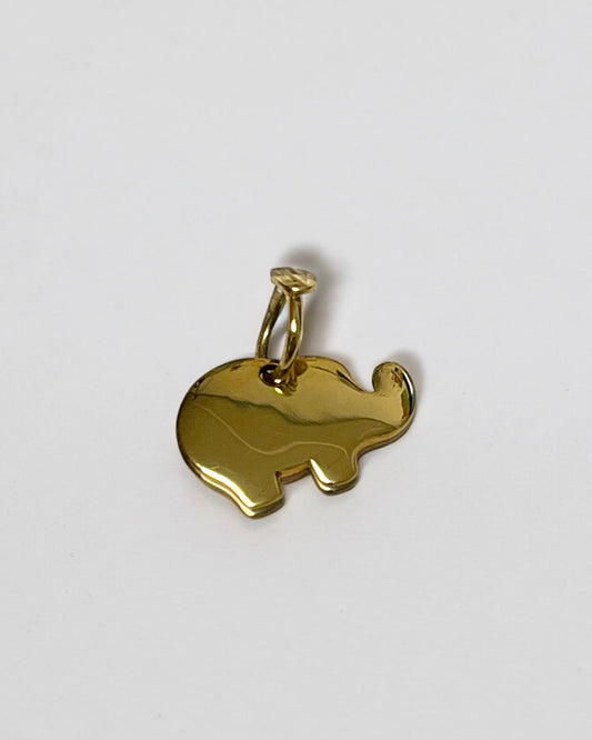 Solid yellow gold elephant pendant