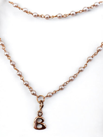 Girocollo Collana lunga argento dorato rosa e perle bianche - Gioielli Pavan