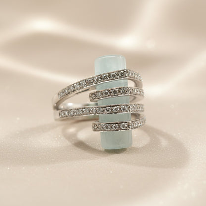Gold ring with aquamarine and diamonds