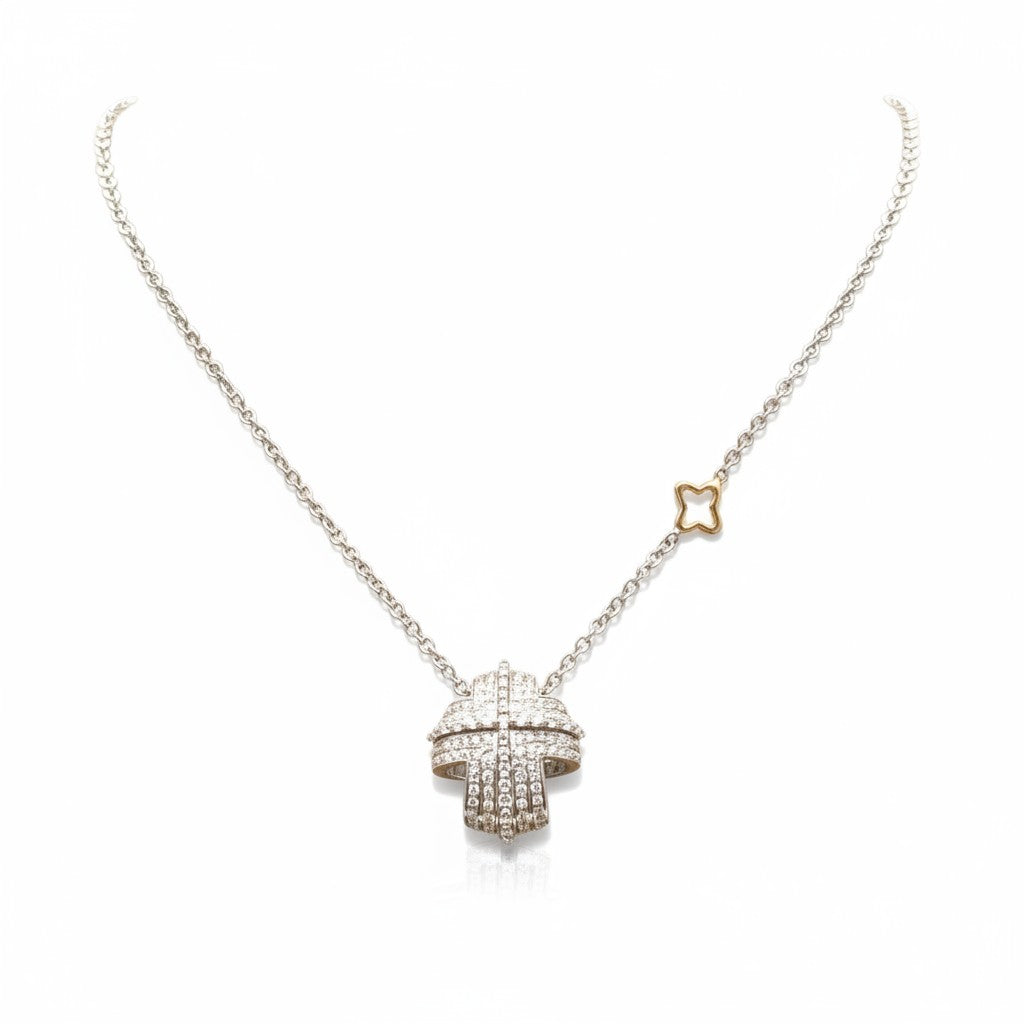 White gold necklace Cross with diamonds