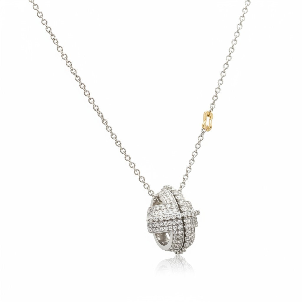 White gold necklace Cross with diamonds