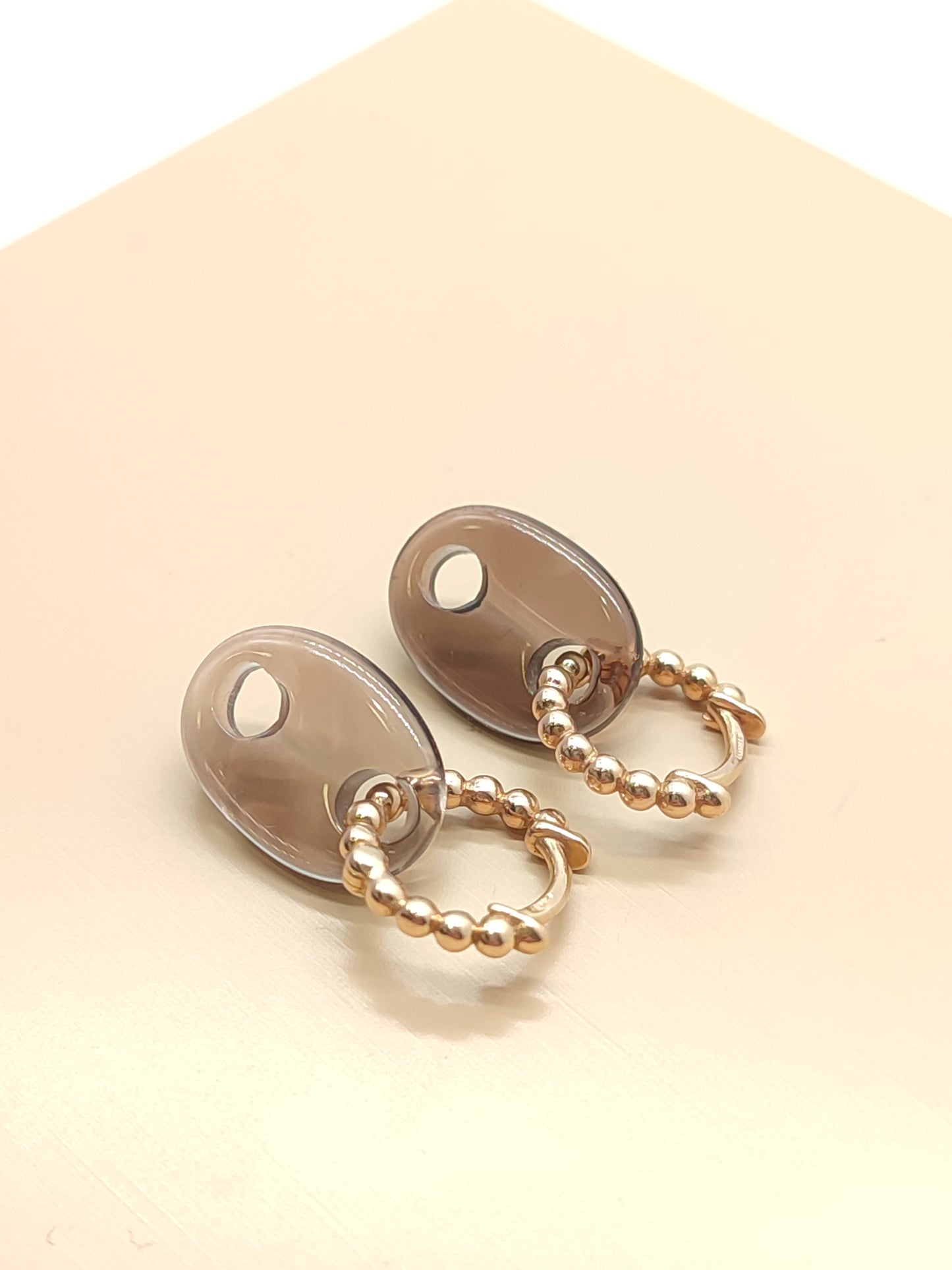 Rose gold snap earrings with balls