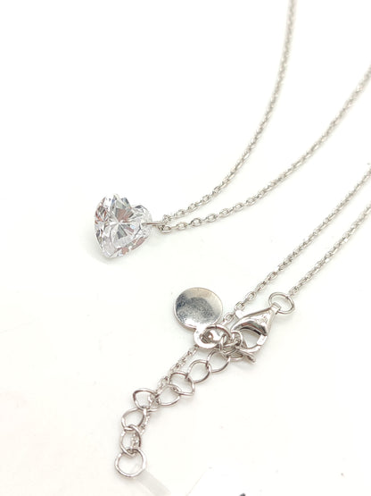 Silver choker with white pierced heart