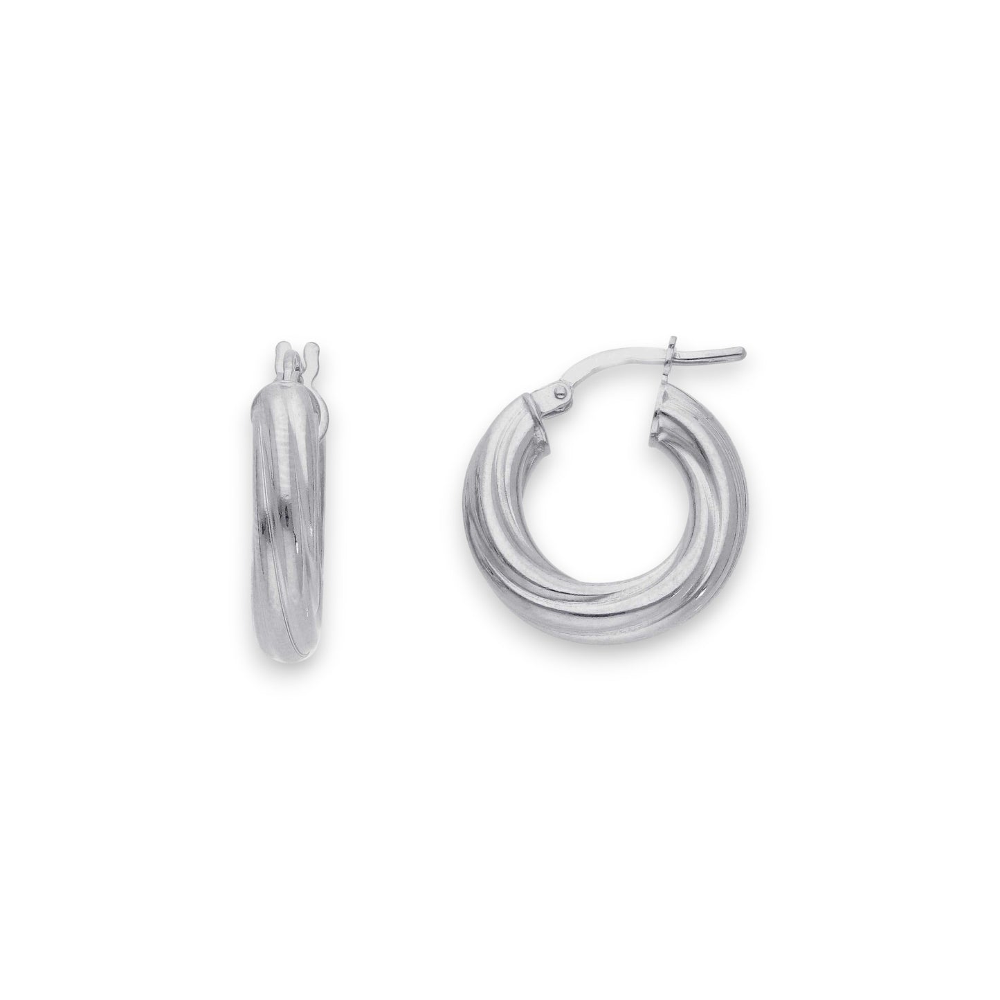 Orecchini Orecchini in argento tondi con sezione lavorata a onde diam. 1,5 cm - Gioielli Pavan