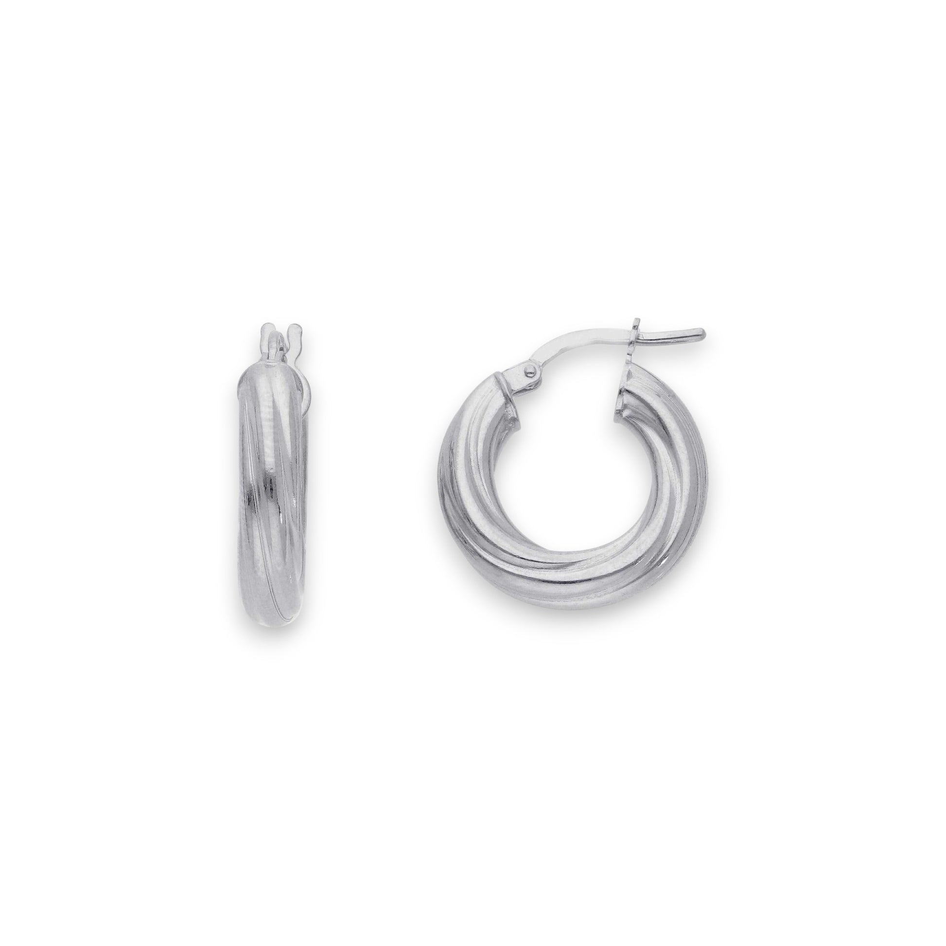 Orecchini Orecchini in argento tondi con sezione lavorata a onde diam. 1,5 cm - Gioielli Pavan