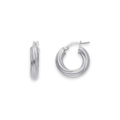 Orecchini Orecchini in argento tondi con sezione lavorata a onde diam. 1,5 cm - Gioielli Pavan