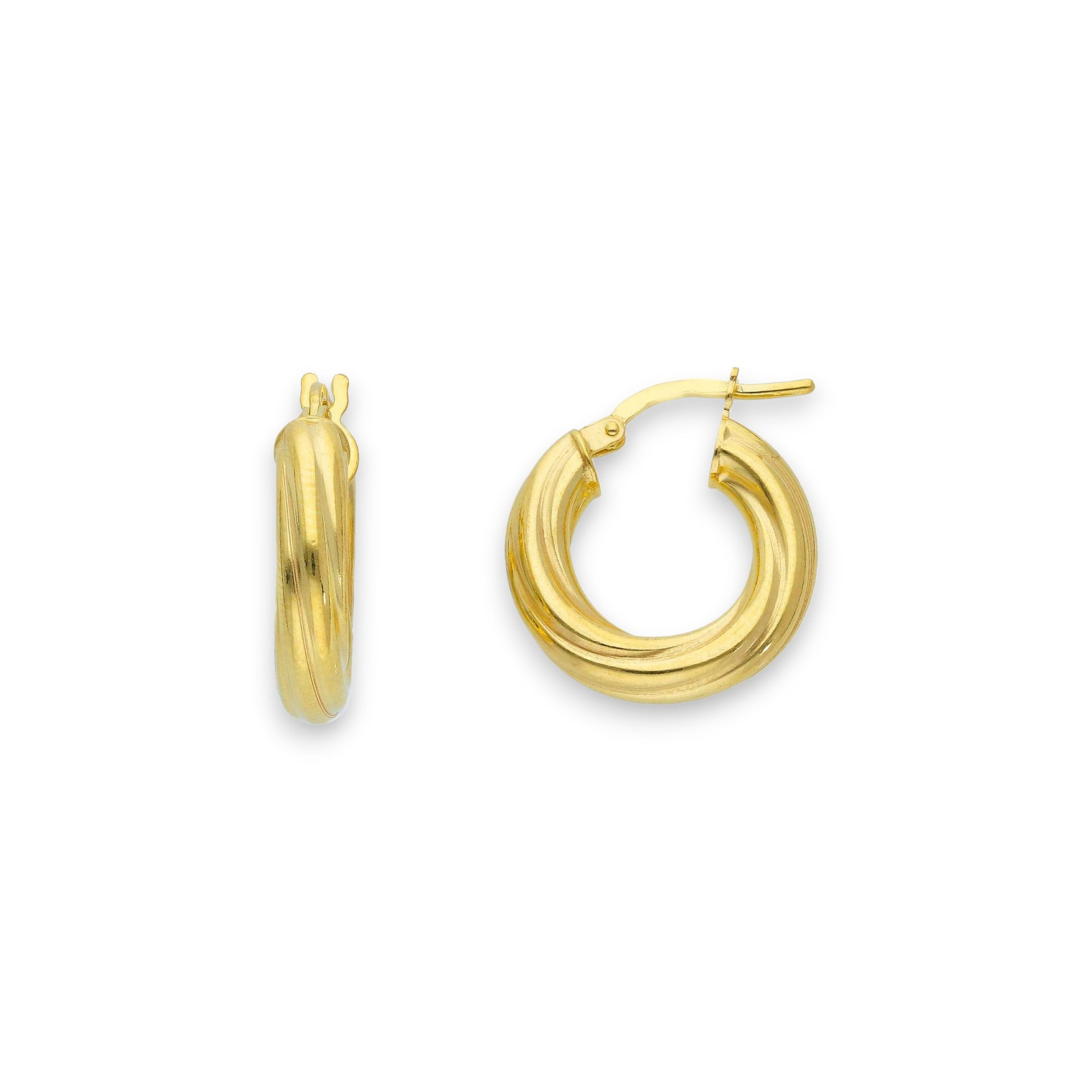 Orecchini Orecchini in argento tondi con sezione lavorata a onde diam. 1,5 cm - Gioielli Pavan