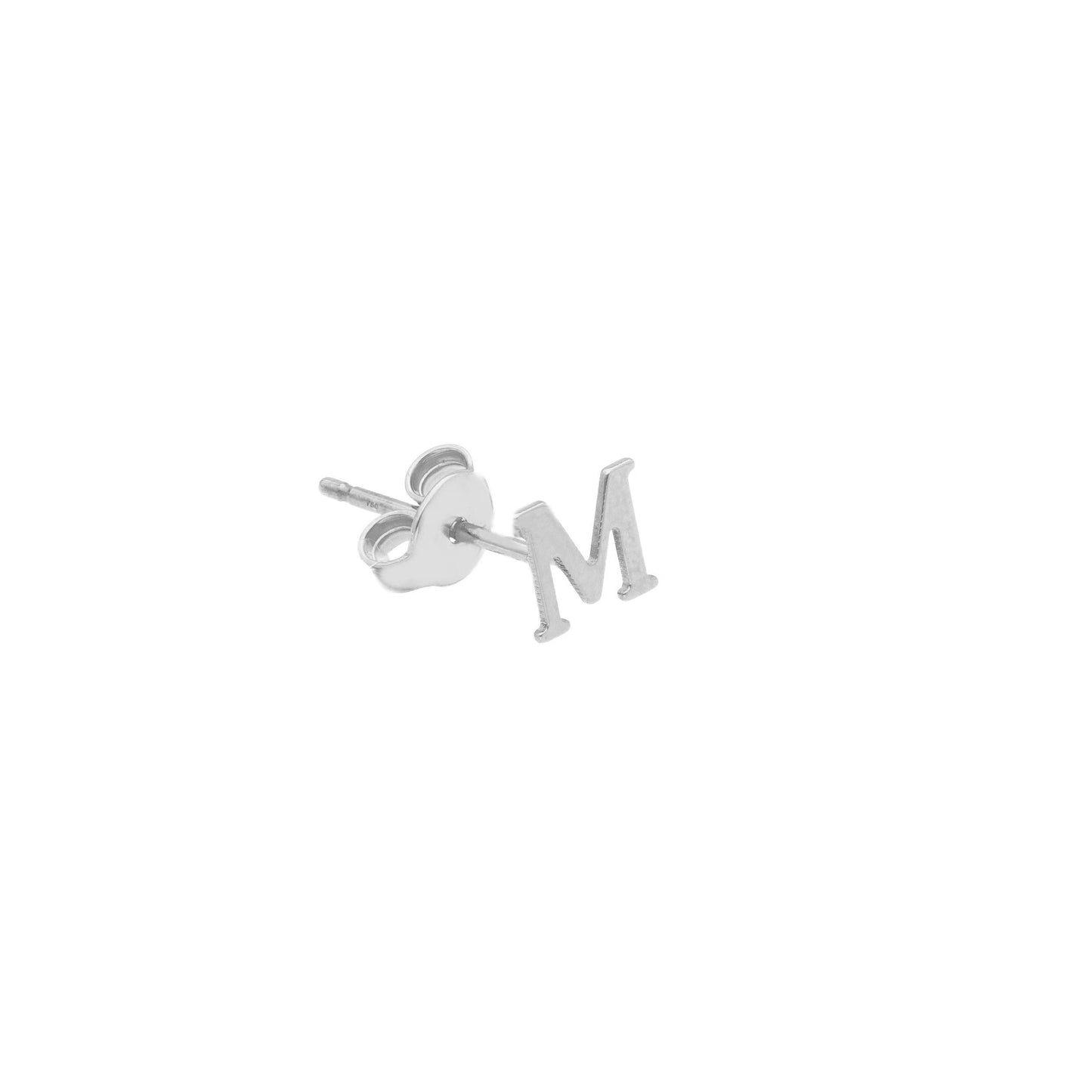 Mono white gold letter earring