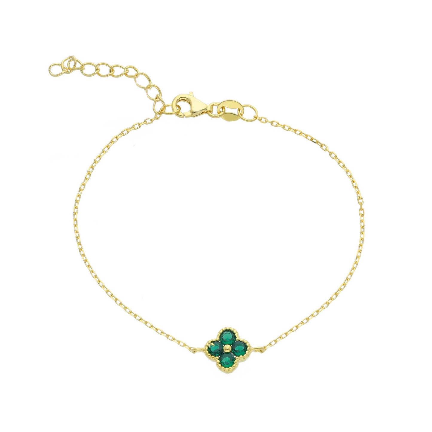 Bracciale in argento fiore verde