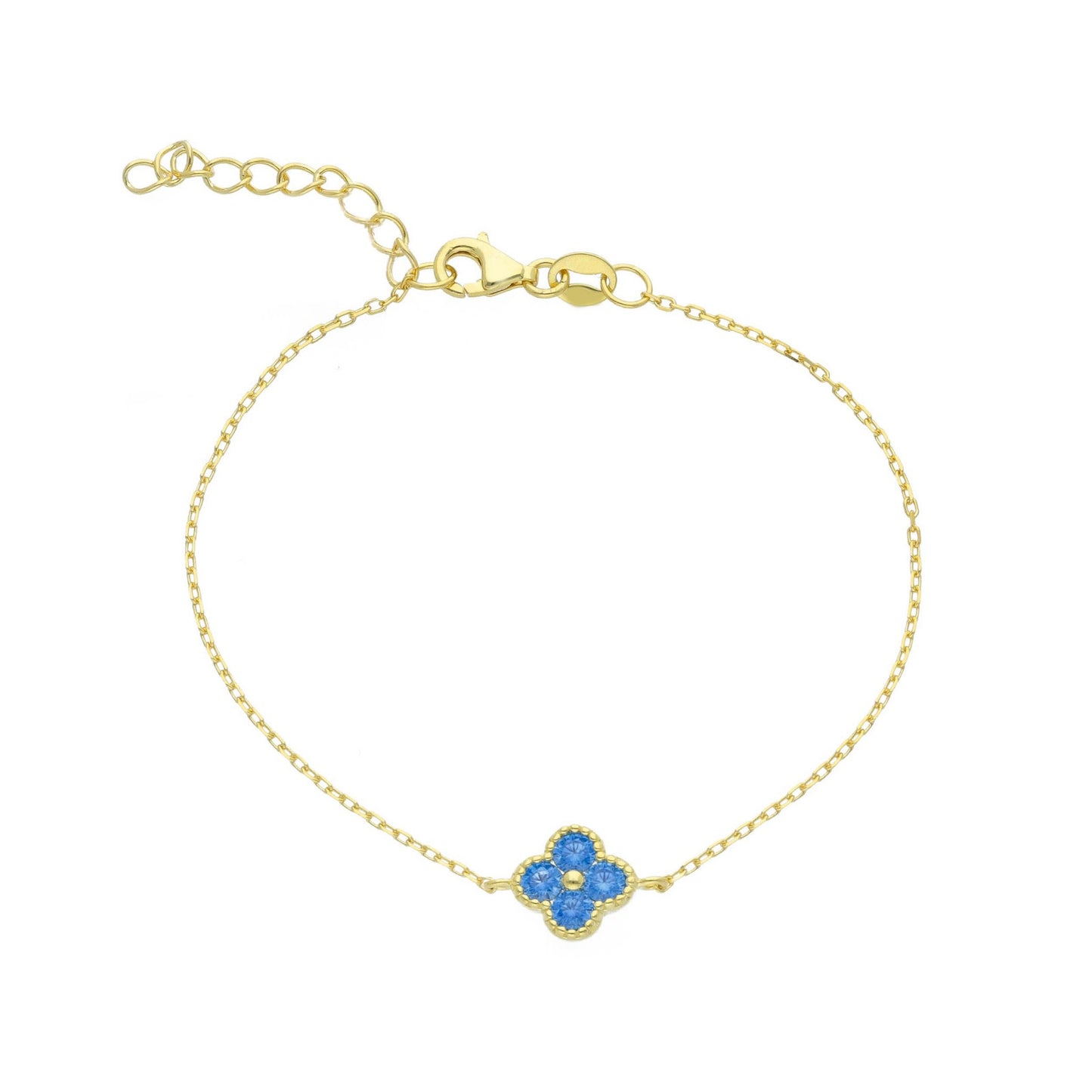 Bracciale in argento fiore blu