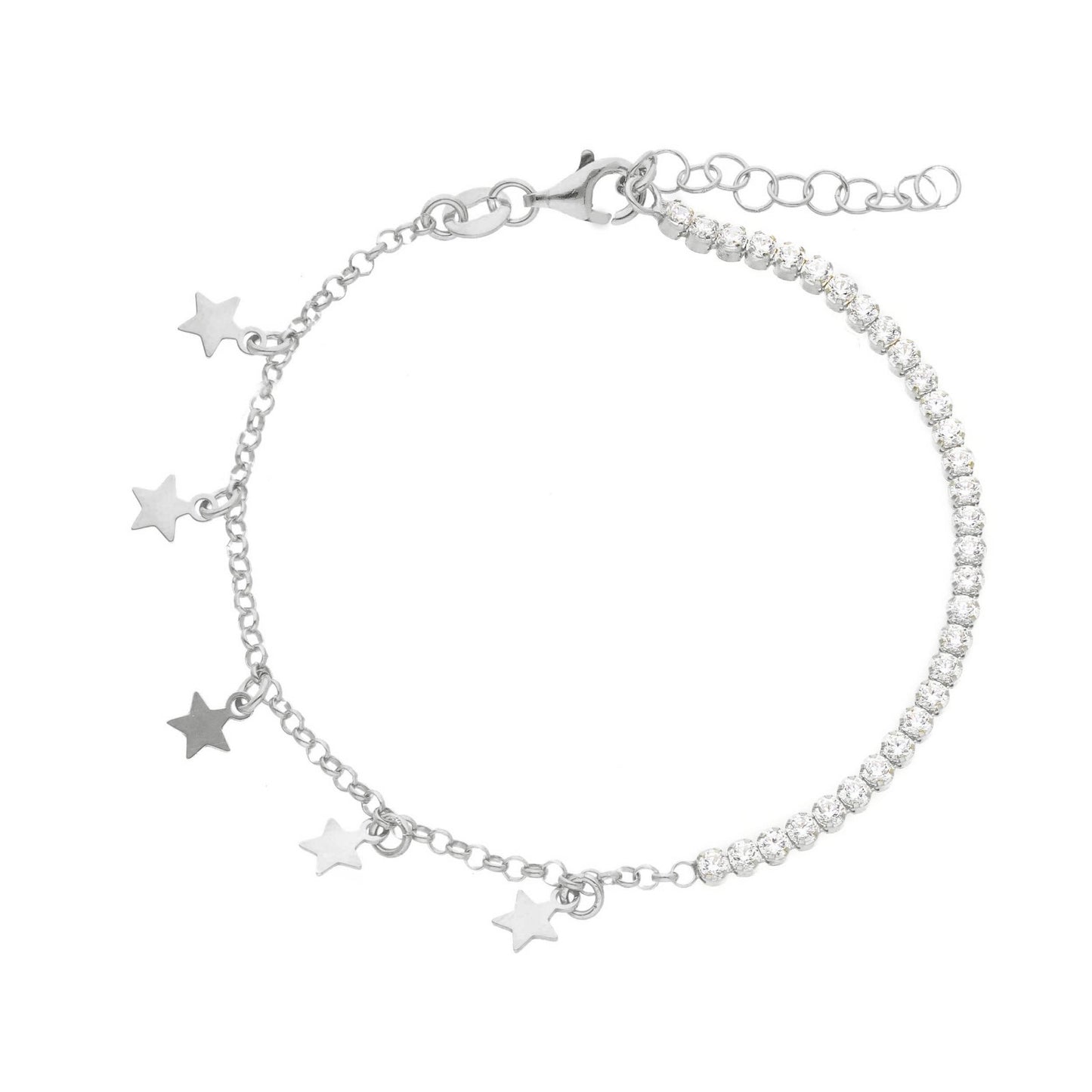 Bracciale in argento tennis e stelle