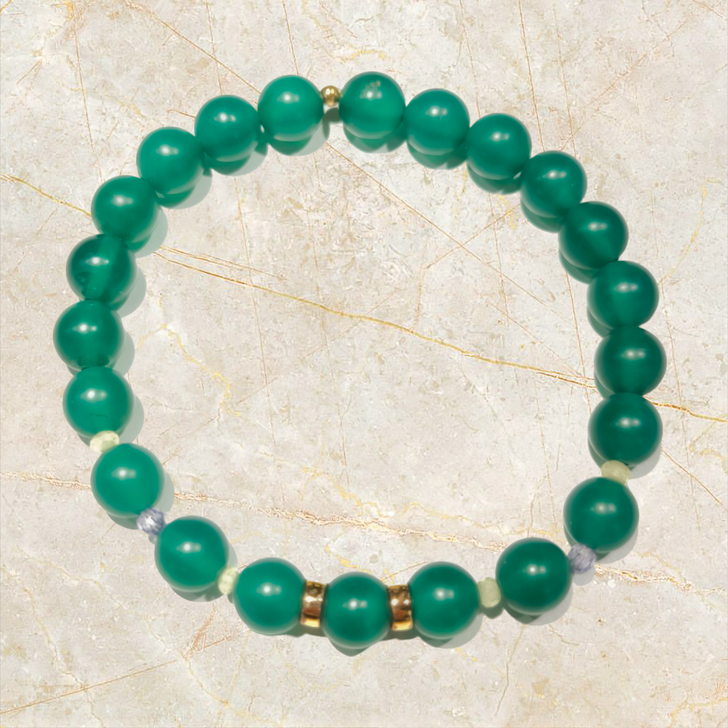 Bracciale elastico con agata verde