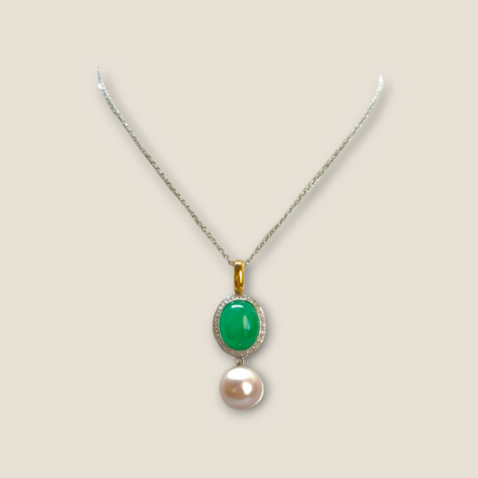 MiMí necklace in gold with diamonds and jade