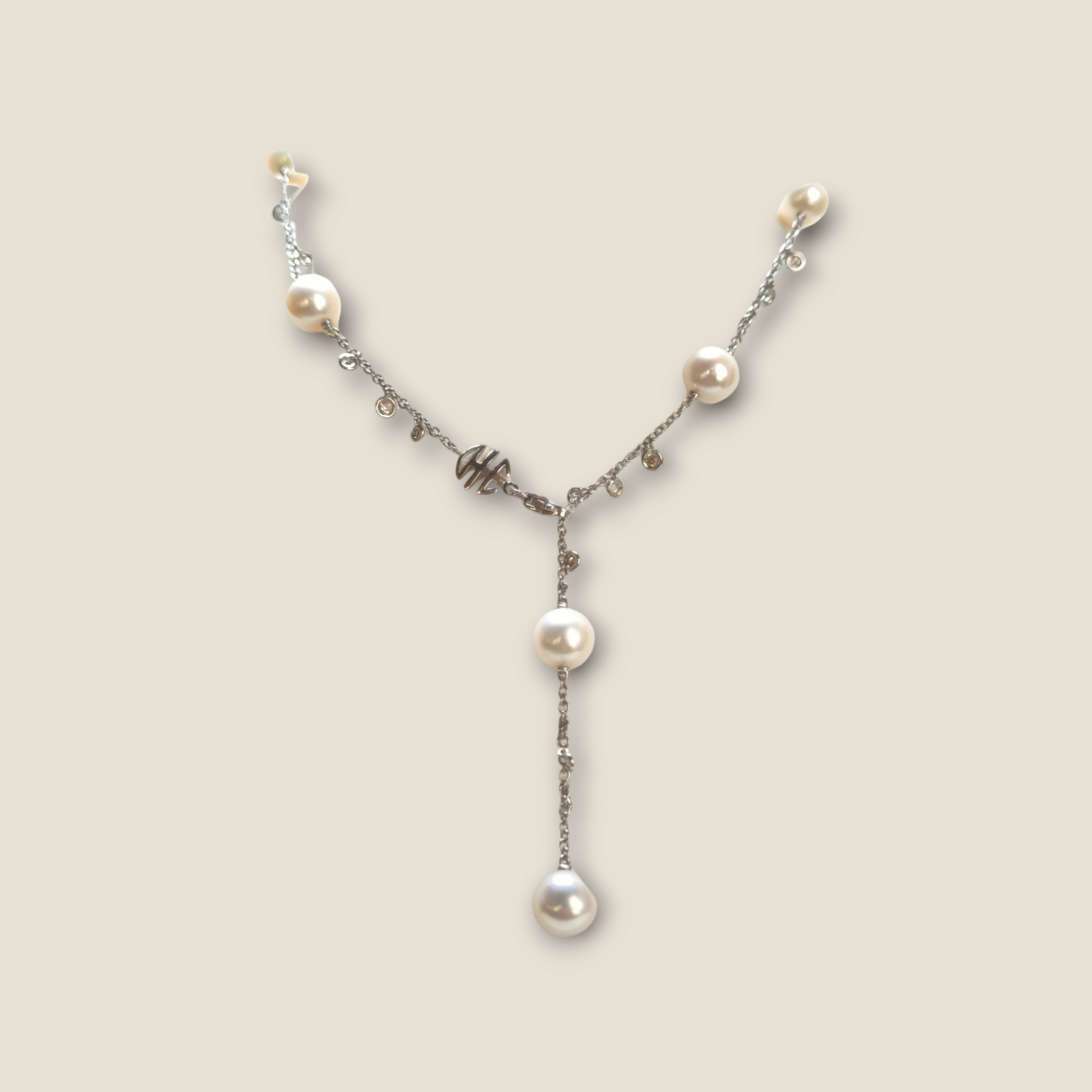 MiMì - White gold necklace with diamonds and pearls