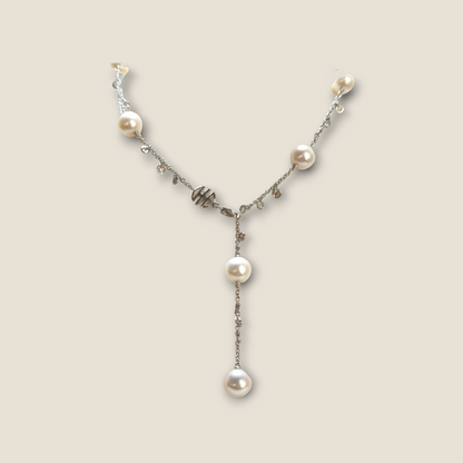 MiMì - White gold necklace with diamonds and pearls