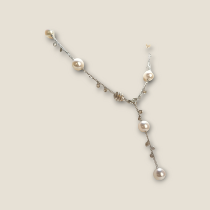 MiMì - White gold necklace with diamonds and pearls