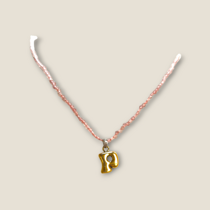 Letter P necklace with diamonds and shaded quartz