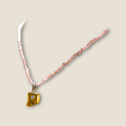 Letter P necklace with diamonds and shaded quartz