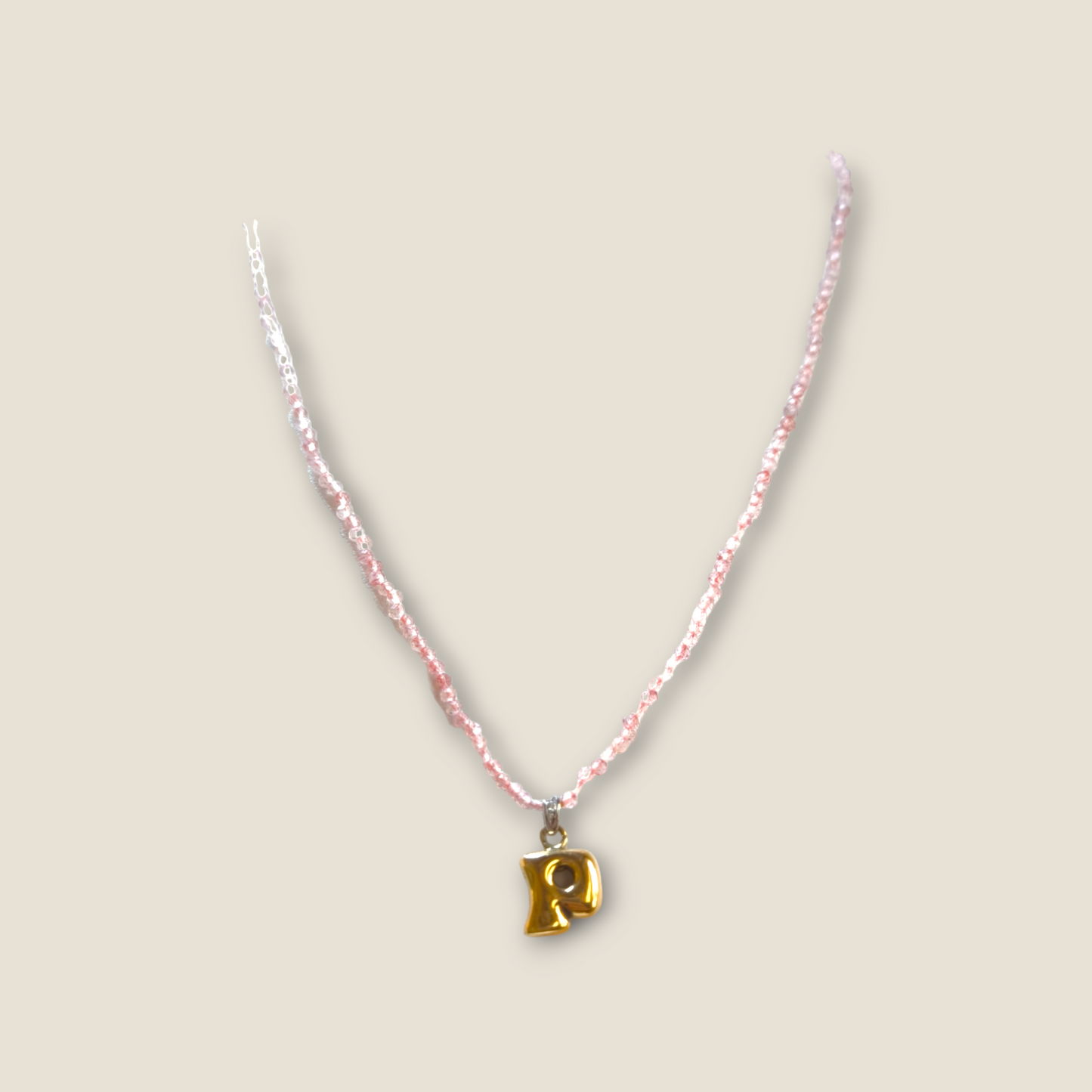 Letter P necklace with diamonds and shaded quartz