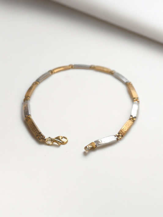 Bracciale Bracciale in Oro 9k con Piastre Greche Bicolore - Gioielli Pavan