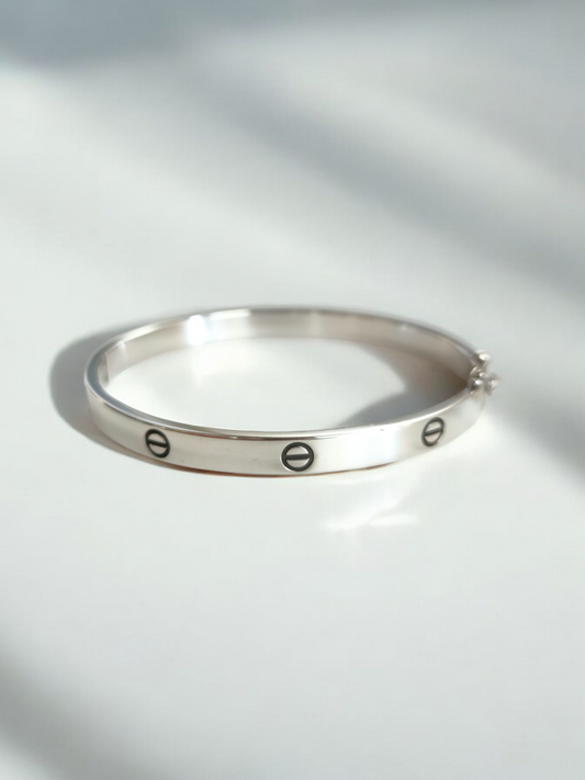 Rigid silver love bracelet