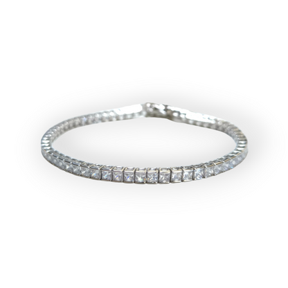 Bracciale in argento tennis zirconi quadrati