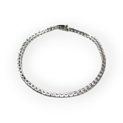 Bracciale in argento tennis zirconi quadrati