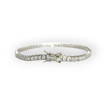 Bracciale in argento tennis zirconi quadrati